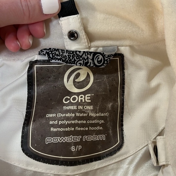 Powder Room Snowboarding Ski Jacket Cream Off White Womens Size Small 3 in 1 - Picture 8 of 14